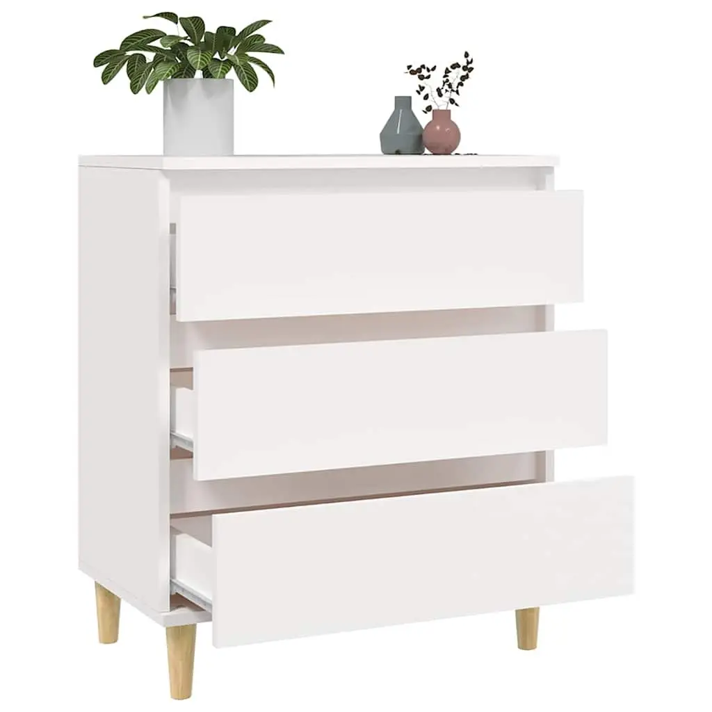 Sideboard White 60x35x70 cm Storage Cabinet 3 Drawers Engineered Wood Cupboard