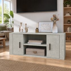 TV Cabinet with Storage Compartments Grey Media Unit Engineered Wood 100x35x40cm
