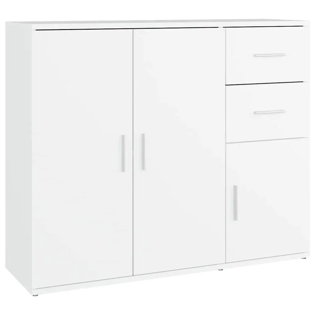 White Sideboard Storage Cabinet Engineered Wood 91x29.5x75cm Furniture