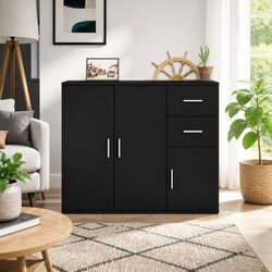 Elegant Storage Solution Black Sideboard 91x29.5x75cm