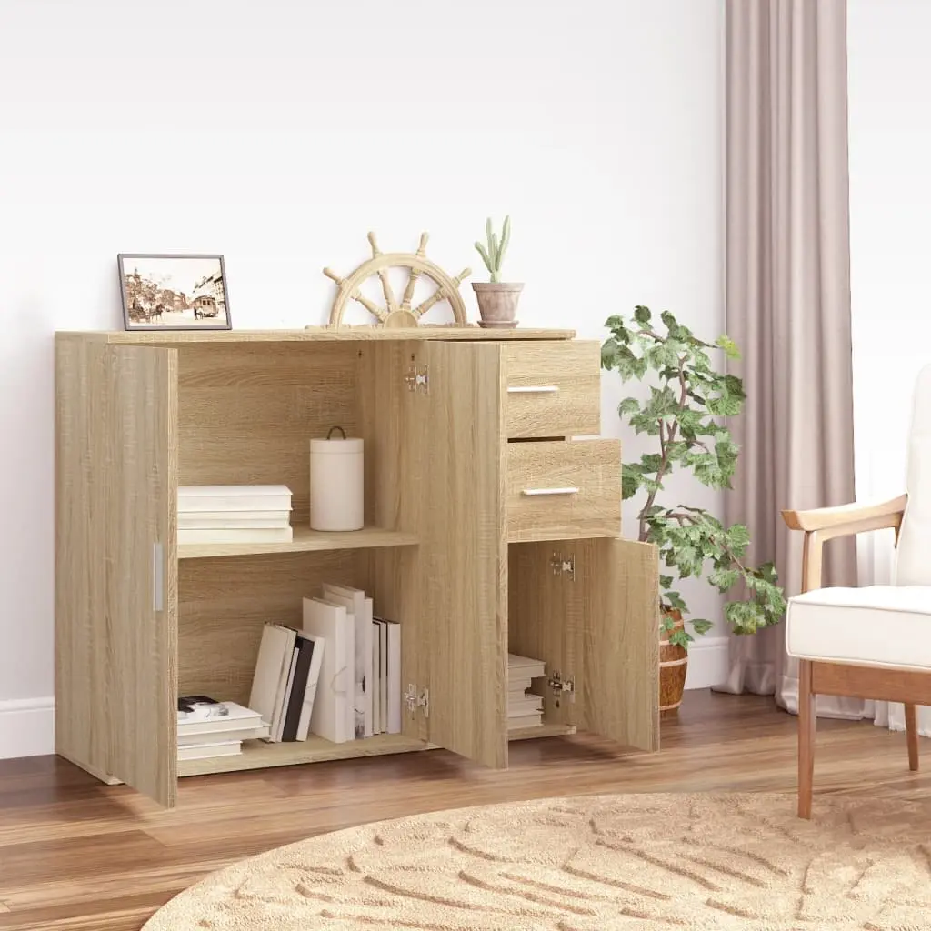 Sideboard 91x29.5x75cm Engineered Wood Brown Storage Buffet Cupboard