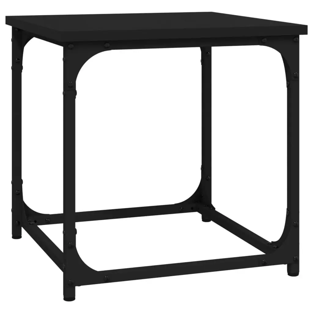 Side Table 40x40x40cm Steel Frame Adjustable Legs Black