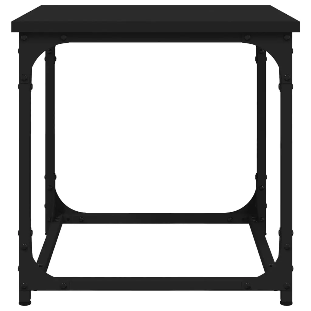 Side Table 40x40x40cm Steel Frame Adjustable Legs Black