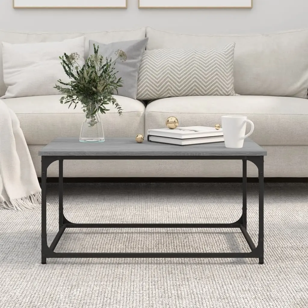 Coffee Table 80x50x40 cm Grey Sonoma Engineered Wood Top Iron Frame