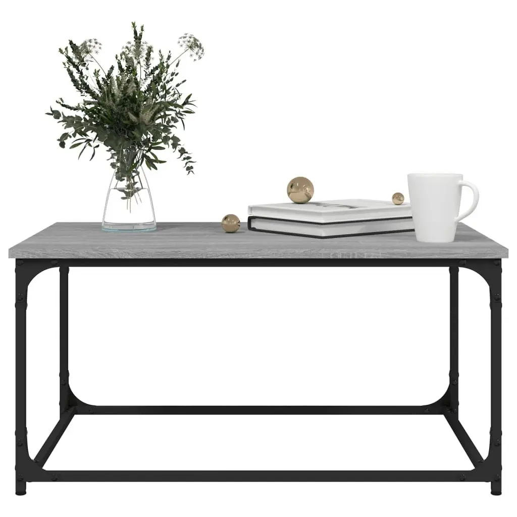 Coffee Table 80x50x40 cm Grey Sonoma Engineered Wood Top Iron Frame