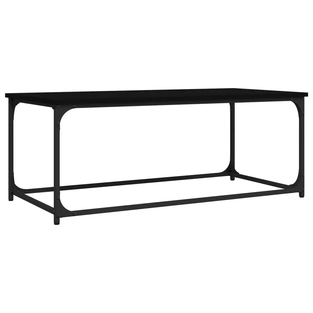 Coffee Table Black Engineered Wood Iron Frame