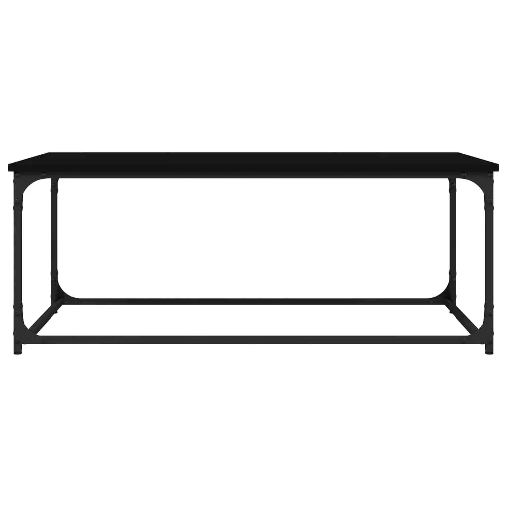 Coffee Table Black Engineered Wood Iron Frame