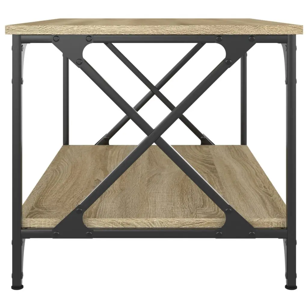 Coffee Table Brown Engineered Wood Open Shelf Living Room Accent Side Table