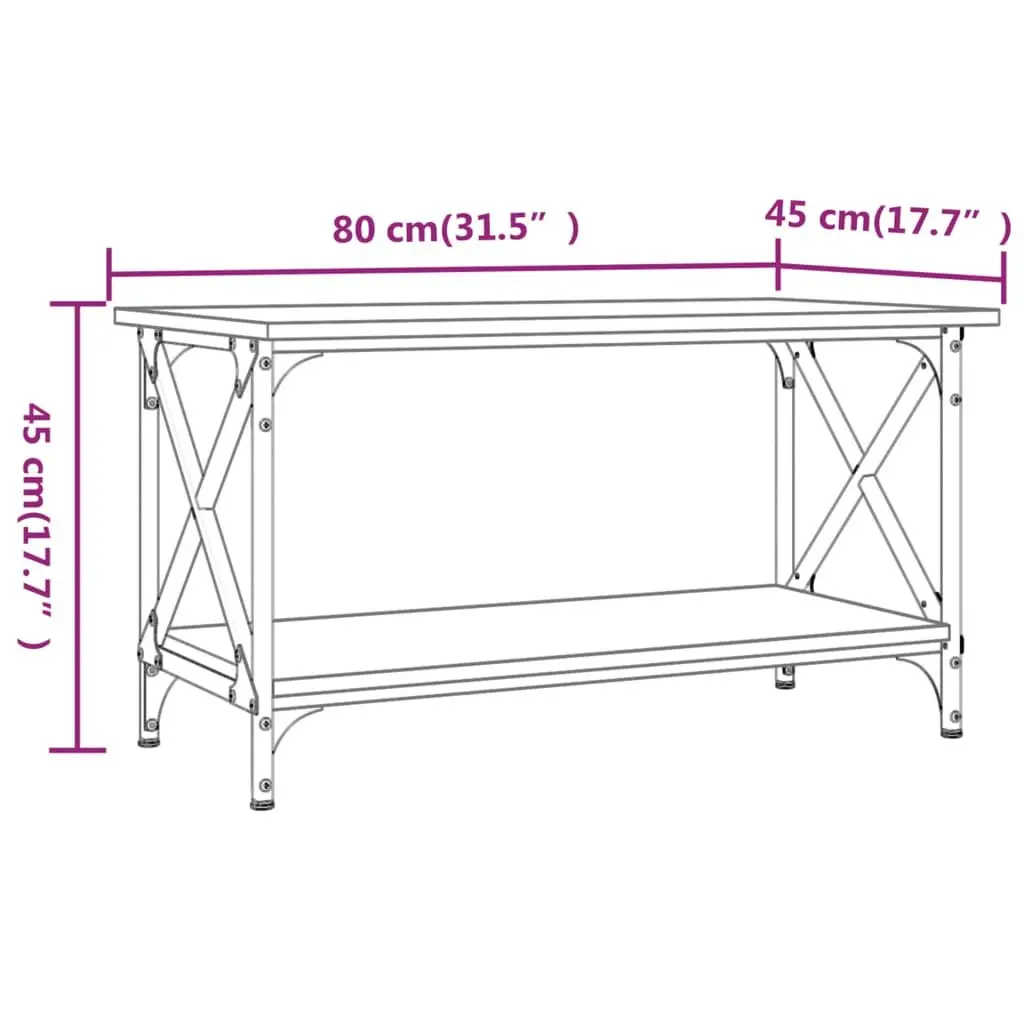 Coffee Table Brown Engineered Wood Open Shelf Storage
