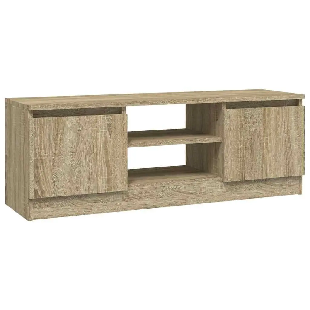 TV Cabinet Brown Engineered Wood Storage Unit with 2 Compartments and Shelves