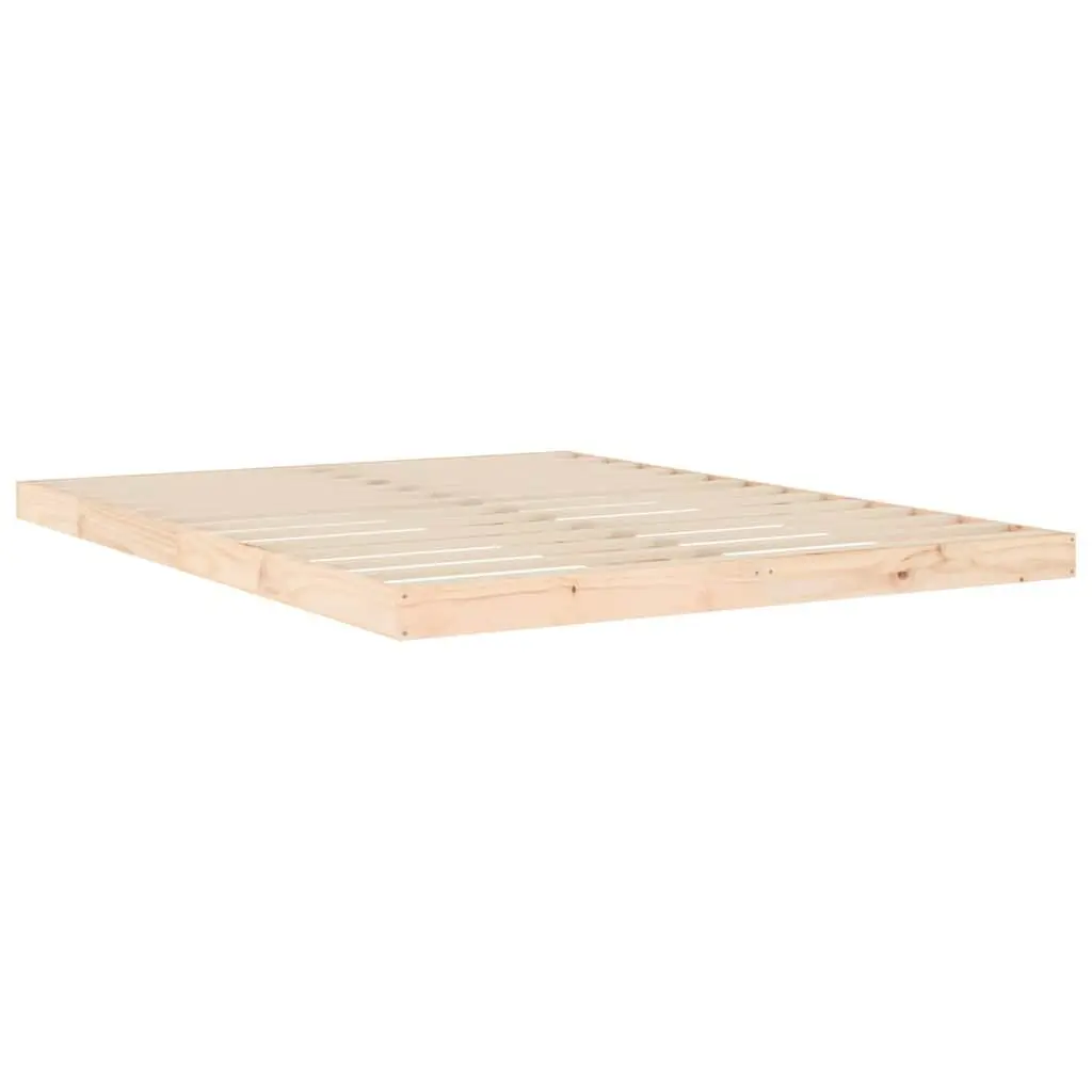 Bed Frame 150x200 cm Solid Pine Wood Slatted Base Brown