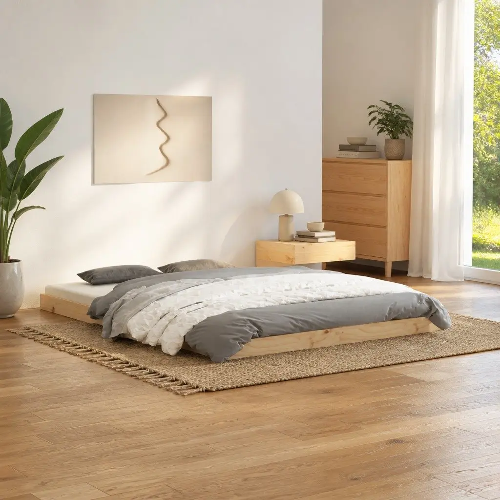 Solid Wood Pine Bed Frame 135x190 cm Slatted Base Brown