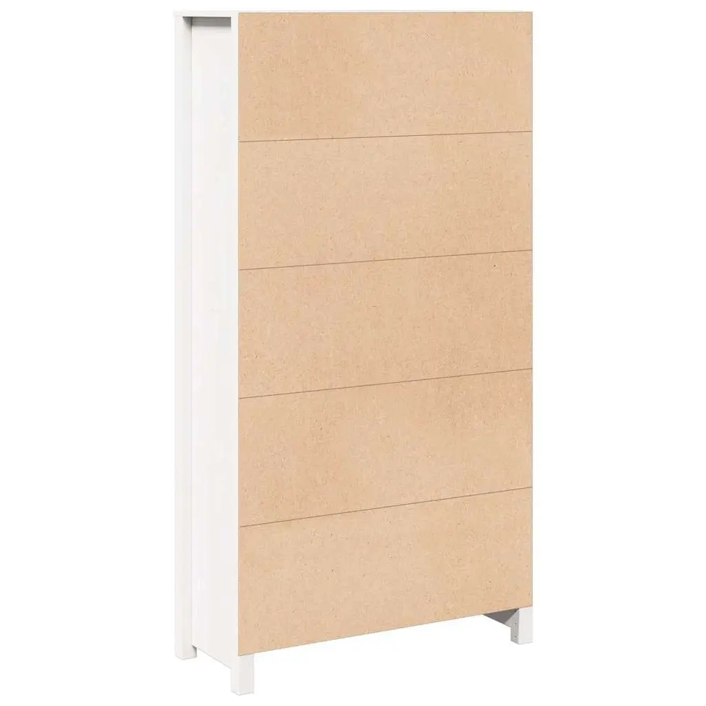 White Pine Wood Highboard Storage Cabinet with 3 Open Compartments and 2 Doors for Display and Organization