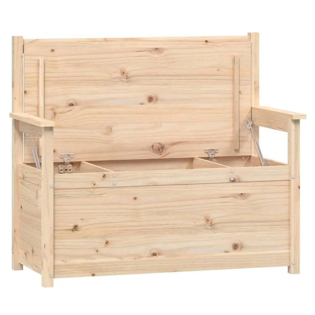Storage Bench 112.5x51.5x96.5cm Solid Pine Wood Brown Backrest Armrests