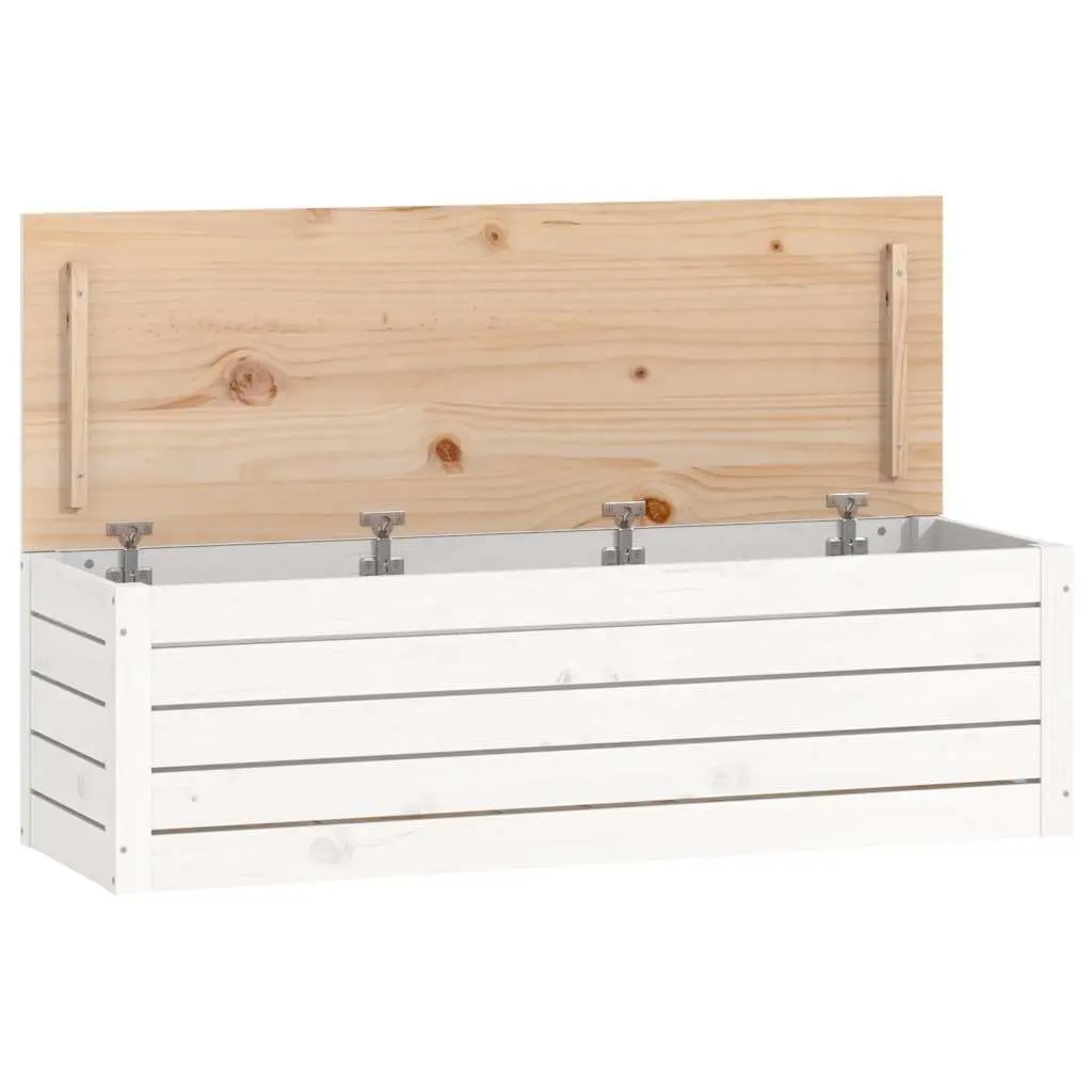 Storage Box 109x36.5x33cm Solid Pine Wood Hinged Lid Organiser Furniture