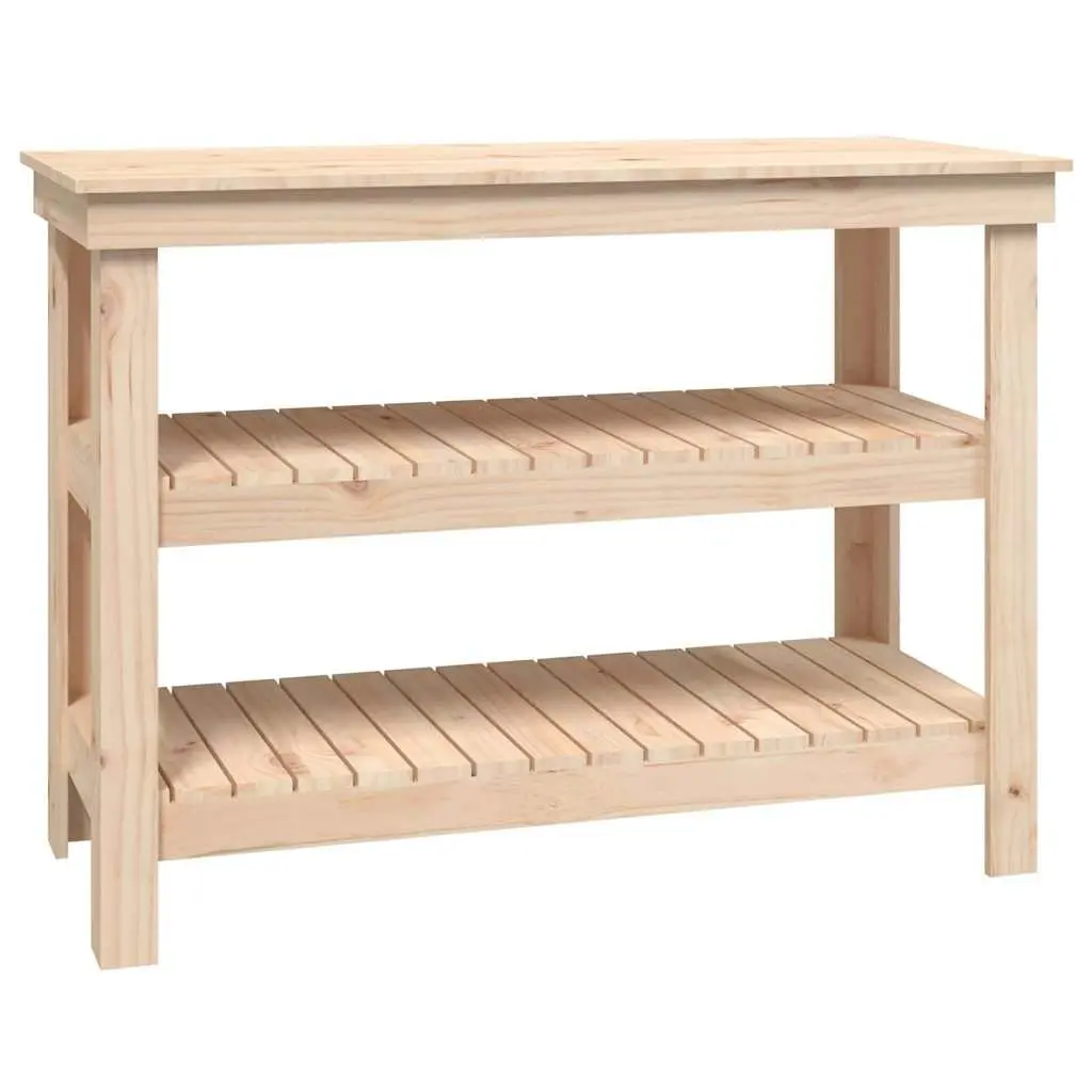 Solid Wood Work Bench 110.5x50x80cm Pine with Storage Shelves