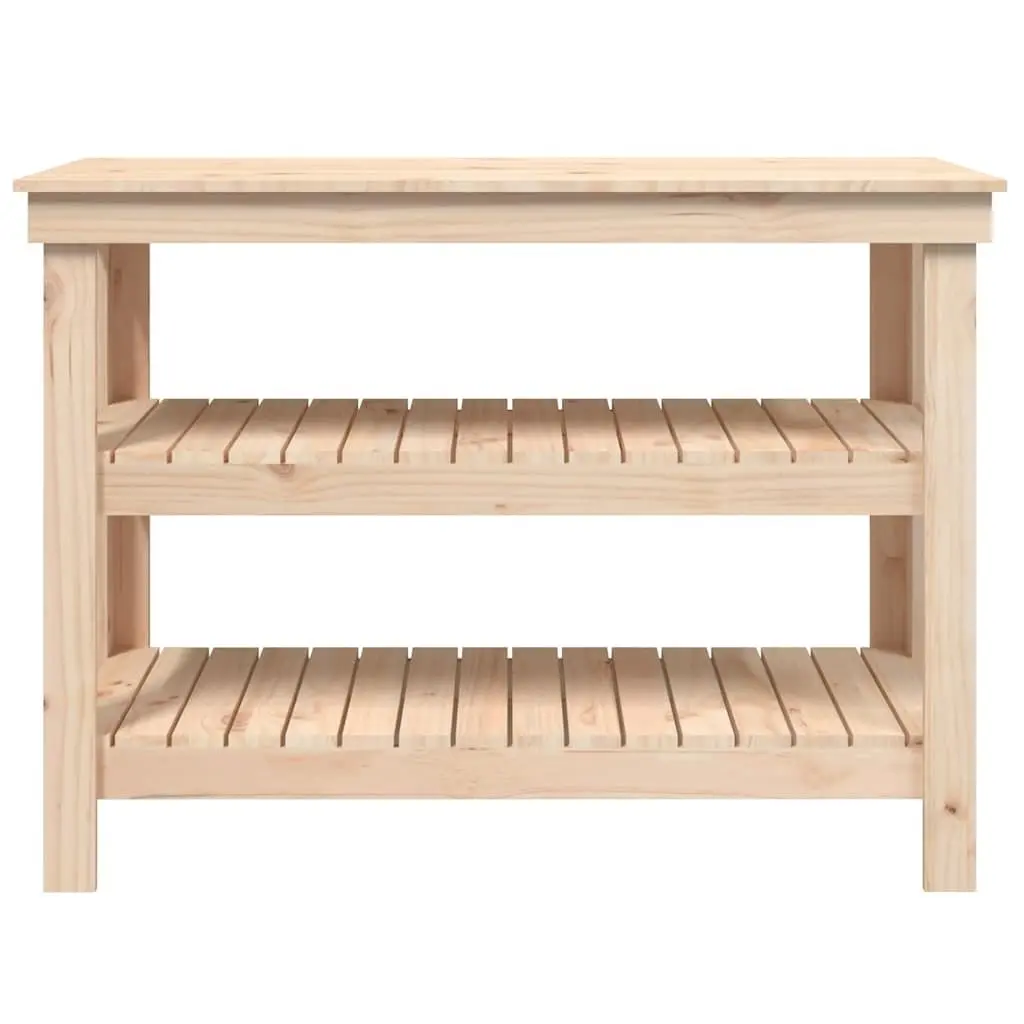 Solid Wood Work Bench 110.5x50x80cm Pine with Storage Shelves