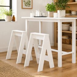 Charming White Wooden Stools for Versatile Home Use