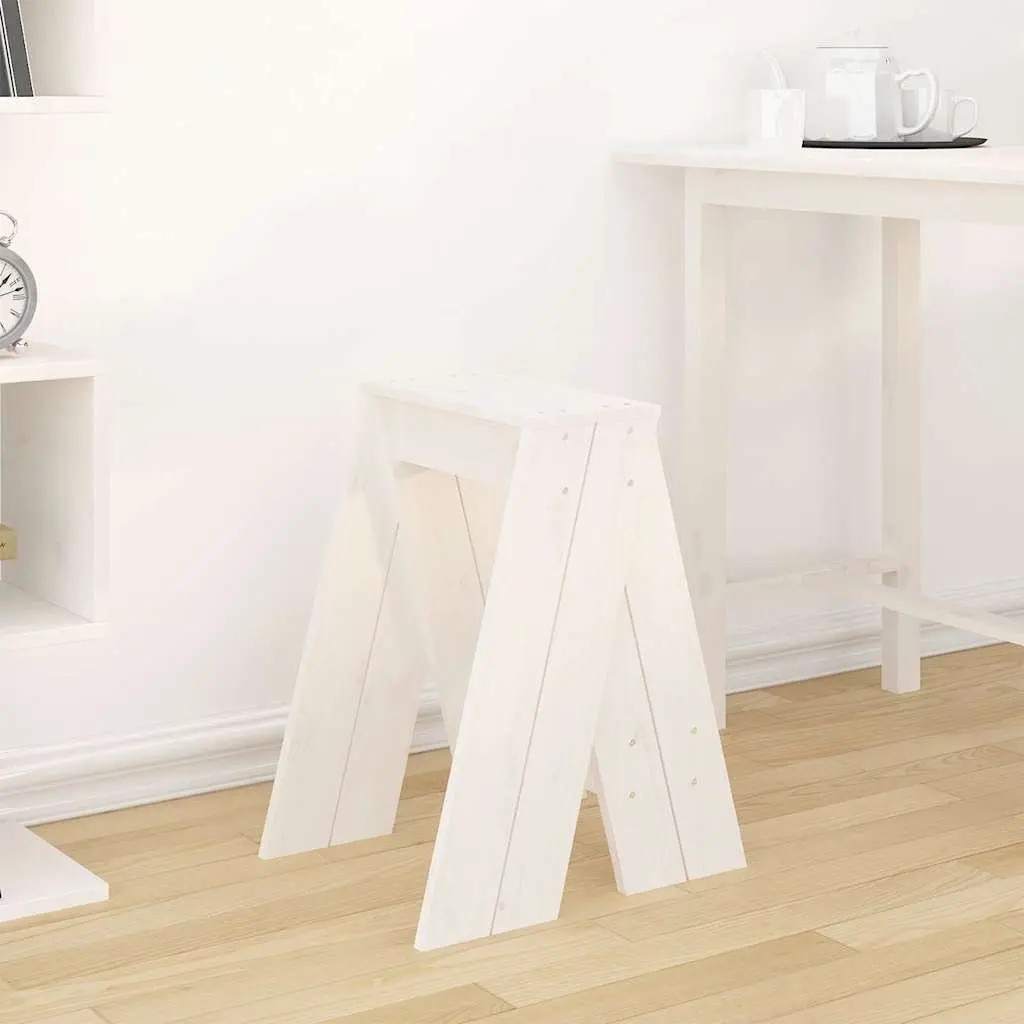 Wooden Stools 2 Pieces White 40x40x60 cm Solid Pine Kitchen Dining Room Seating