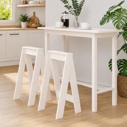 White Rustic Wooden Bar Stools - Pair of 2 for Your Home