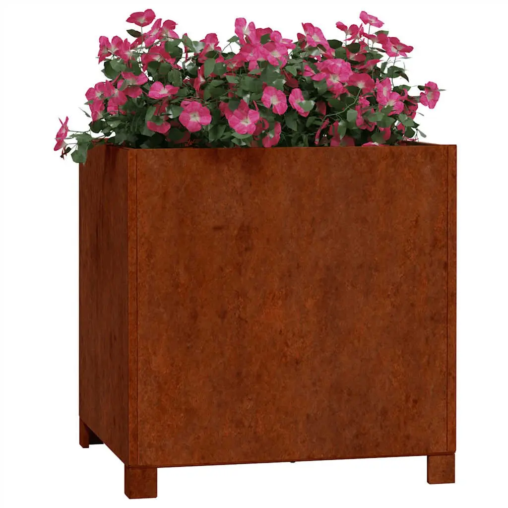 Planters with Legs 50x50x50 cm Brown Corten Steel Garden Raised Bed 2 pcs