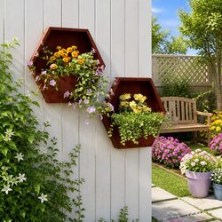 Set of 2 Corten Steel Wall Planters for Your Home