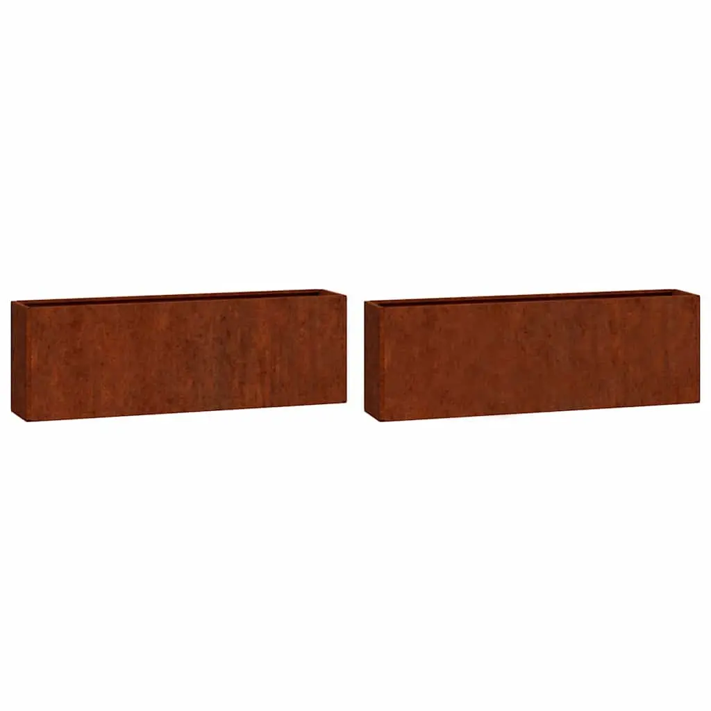 Wall Planters 2 pcs Corten Steel Outdoor Decoration Brown Weather Resistant