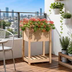 Elevate Your Garden with This Wooden Planter 54x54x81cm