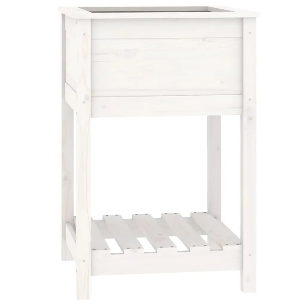Wooden Planter 54x54x81cm Raised Garden Flower Pot with Shelf for Storage