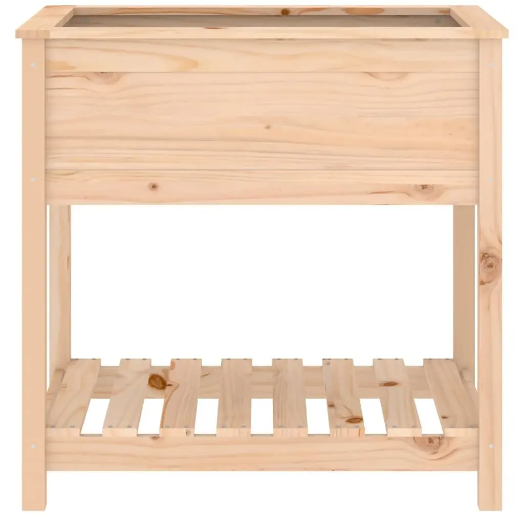 Raised Wooden Planter 82.5x54x81 cm Solid Pine Ergonomic Height with Integrated Shelf for Garden Flower Box