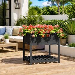 Enhance Your Space with a Grey Raised Flower Box Planter