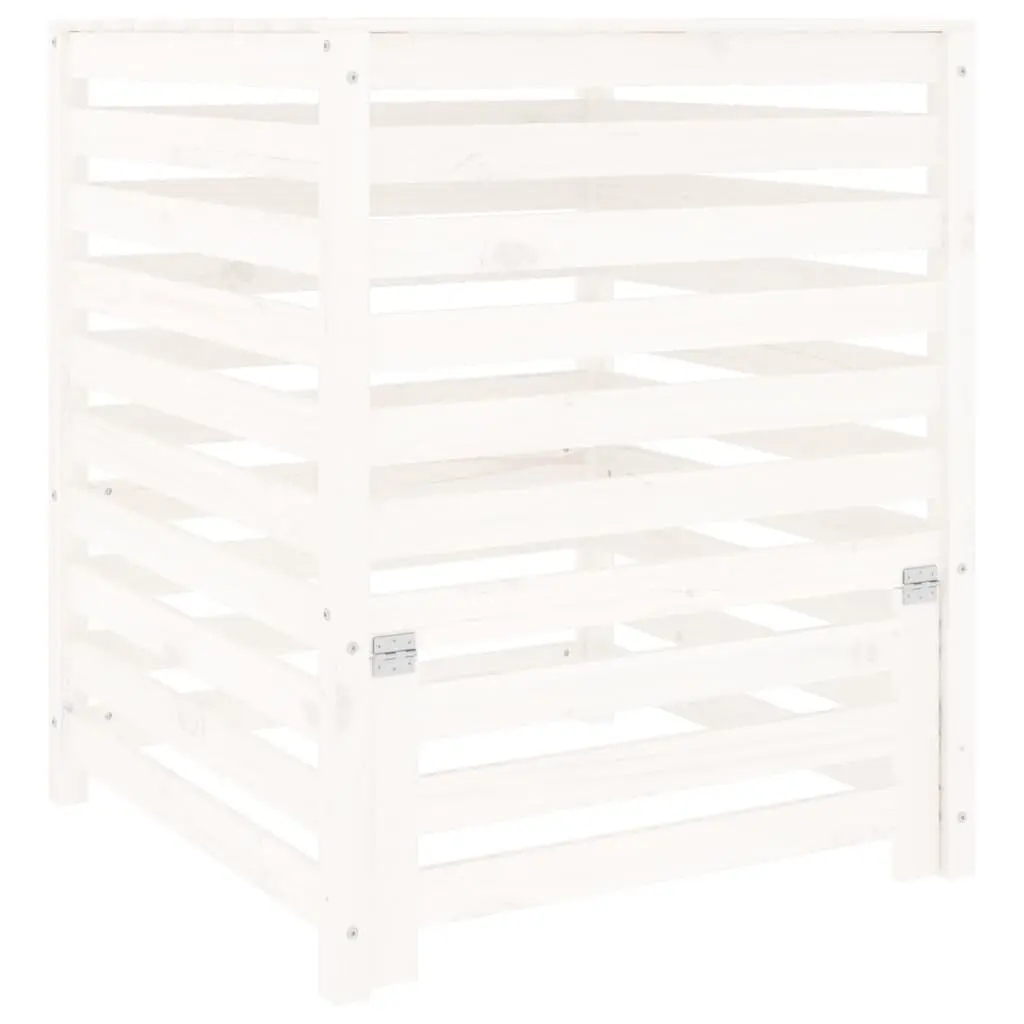 Wooden Composter Bin White Solid Pine 82.5x82.5x99.5cm Garden Waste Recycling