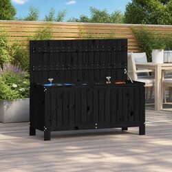 Outdoor Black Storage Box 108x42.5x54cm in Solid Pine