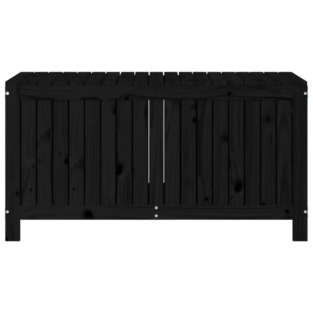 Garden Storage Box Black Solid Pine Outdoor Deck Box with Hydraulic Lid