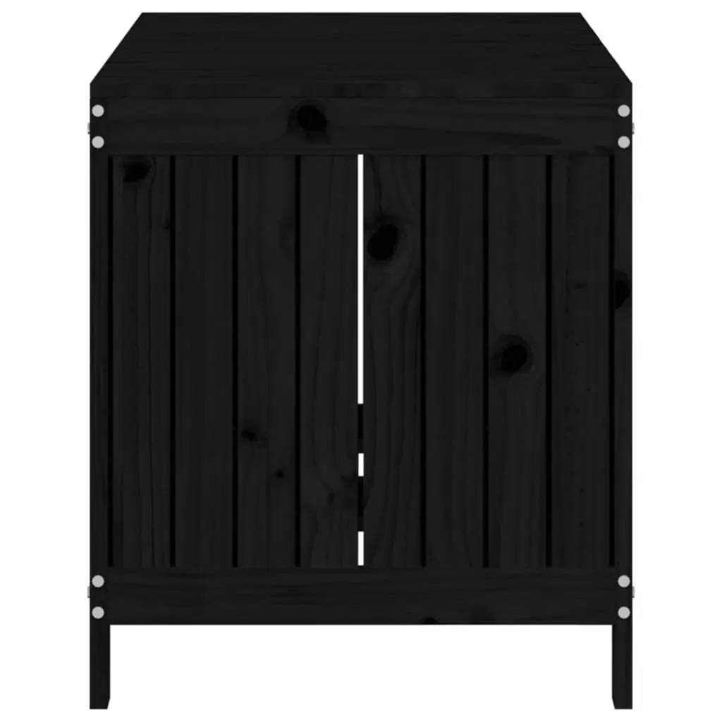 Garden Storage Box Black Solid Pine Outdoor Deck Box with Hydraulic Lid