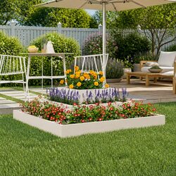 Wooden Planter Box White 80x80x27cm Garden Raised Bed 3-Tier Flower Pot