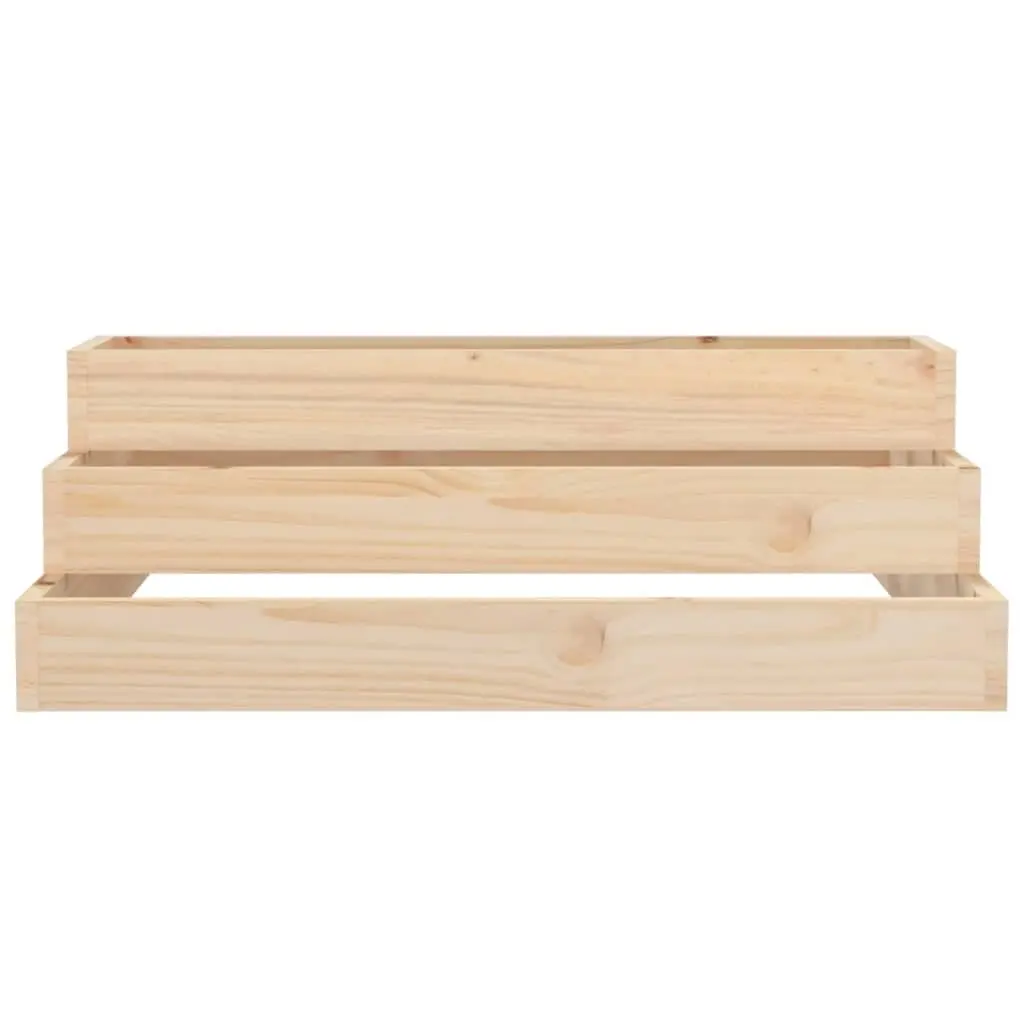 Wooden Planter Box 80x80x27 cm Raised Garden Bed Stair-Step Design Outdoor