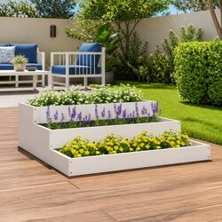 Enhance Your Garden with a Stylish White Wooden Planter Box 78x78x27cm