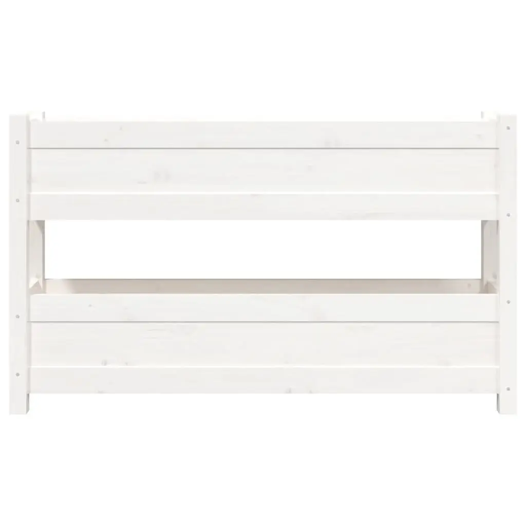 Wooden Planter Raised Bed 112x25x66cm Two Flower Boxes Solid Pine Wood White