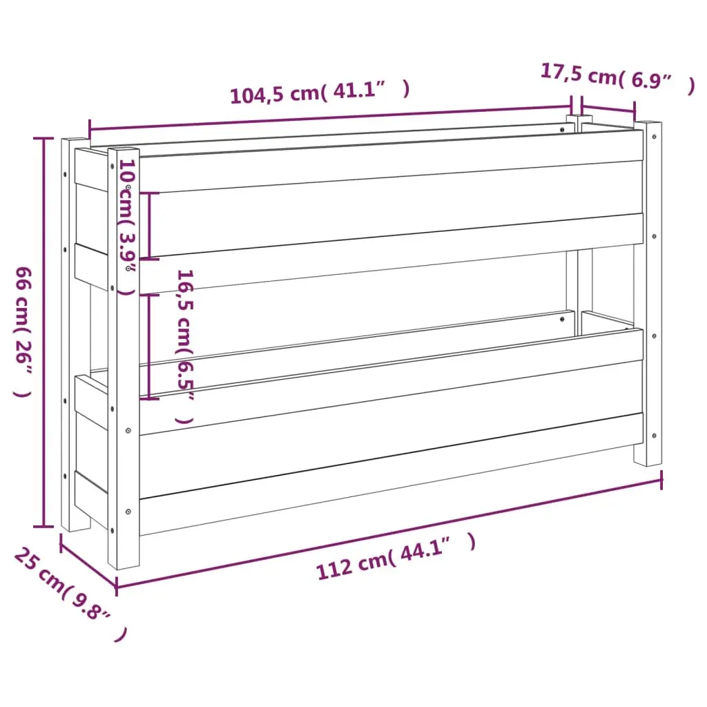 Wooden Planter Raised Bed 112x25x66cm Two Flower Boxes Solid Pine Wood White