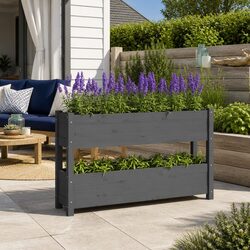 Grey Wooden Planter Box for Enhancing Outdoor Spaces