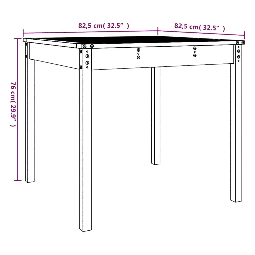 Garden Table 82.5x82.5x76 cm Solid Wood Pine Outdoor Patio Furniture