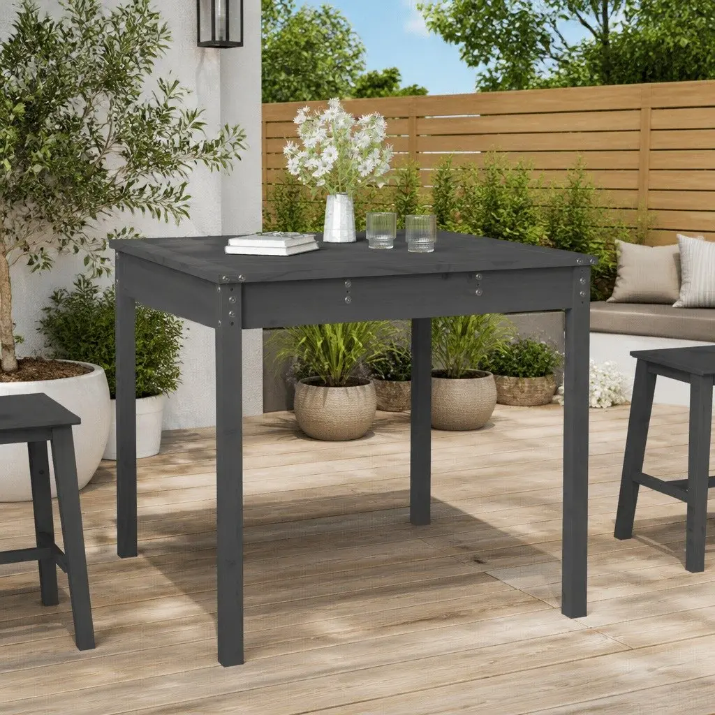 Solid Wood Pine Garden Table 82.5x82.5x76cm Grey Outdoor Patio Furniture