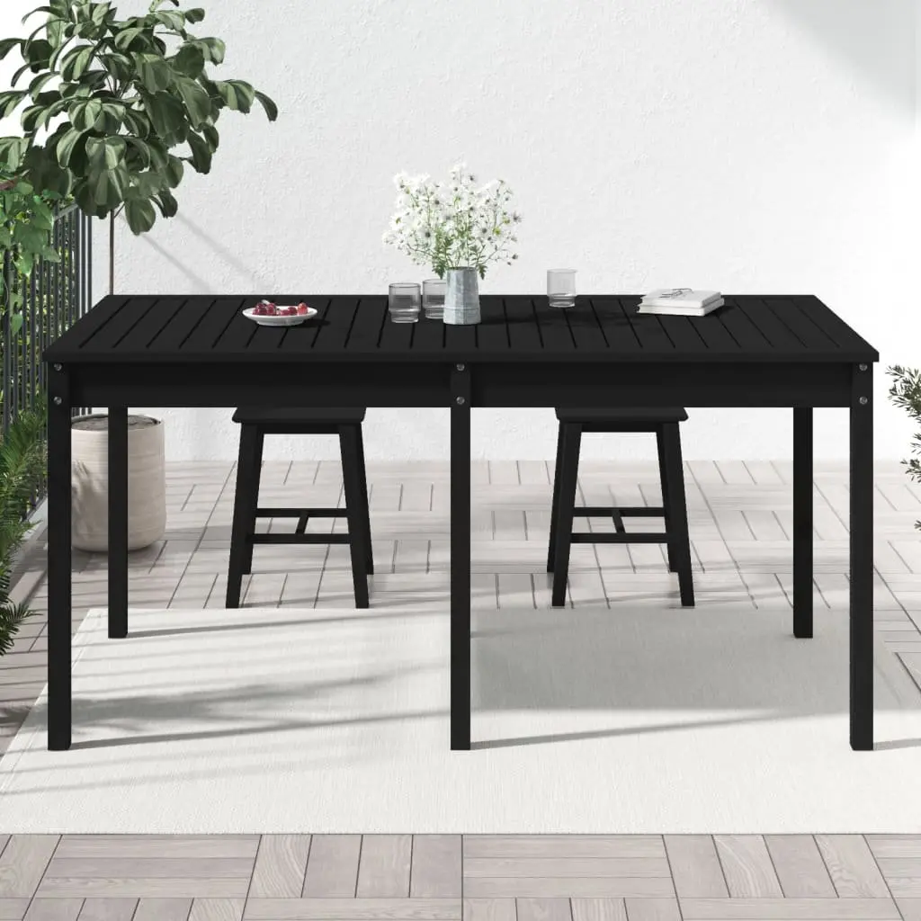 Solid Pine Wood Garden Table Black Outdoor Patio Furniture 1595cm x 825cm x 760cm