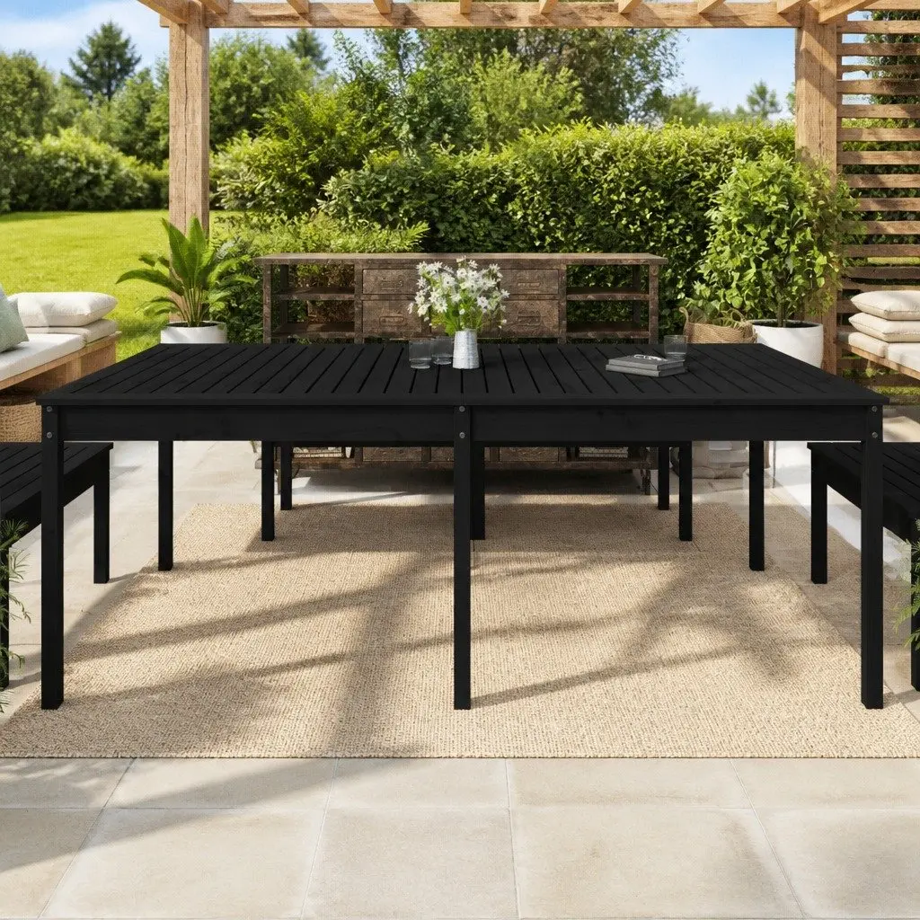 Garden Table 203.5x100x76cm Solid Pine Wood Black Outdoor Patio Furniture