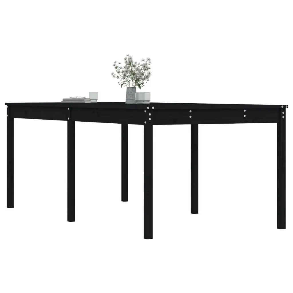 Garden Table 203.5x100x76cm Solid Pine Wood Black Outdoor Patio Furniture
