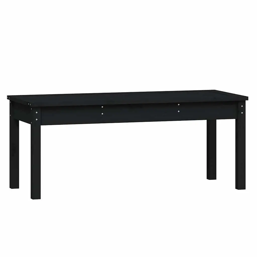 Outdoor Garden Bench Black Solid Wood Pine Slatted Patio Seating Furniture