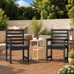 Outdoor Garden Chairs 2pc Grey Solid Wood Pine Patio Seating Dining Relaxing