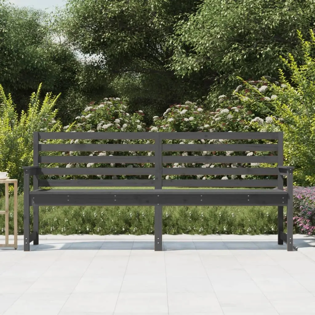 Garden Bench Outdoor Wooden Seating with Armrests and Backrest Grey