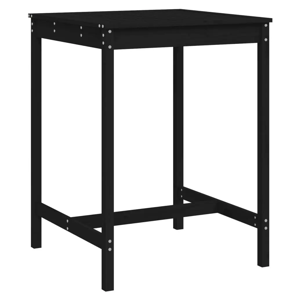 Garden Table Solid Pine Wood Black Sturdy Frame Outdoor Patio Dining Furniture